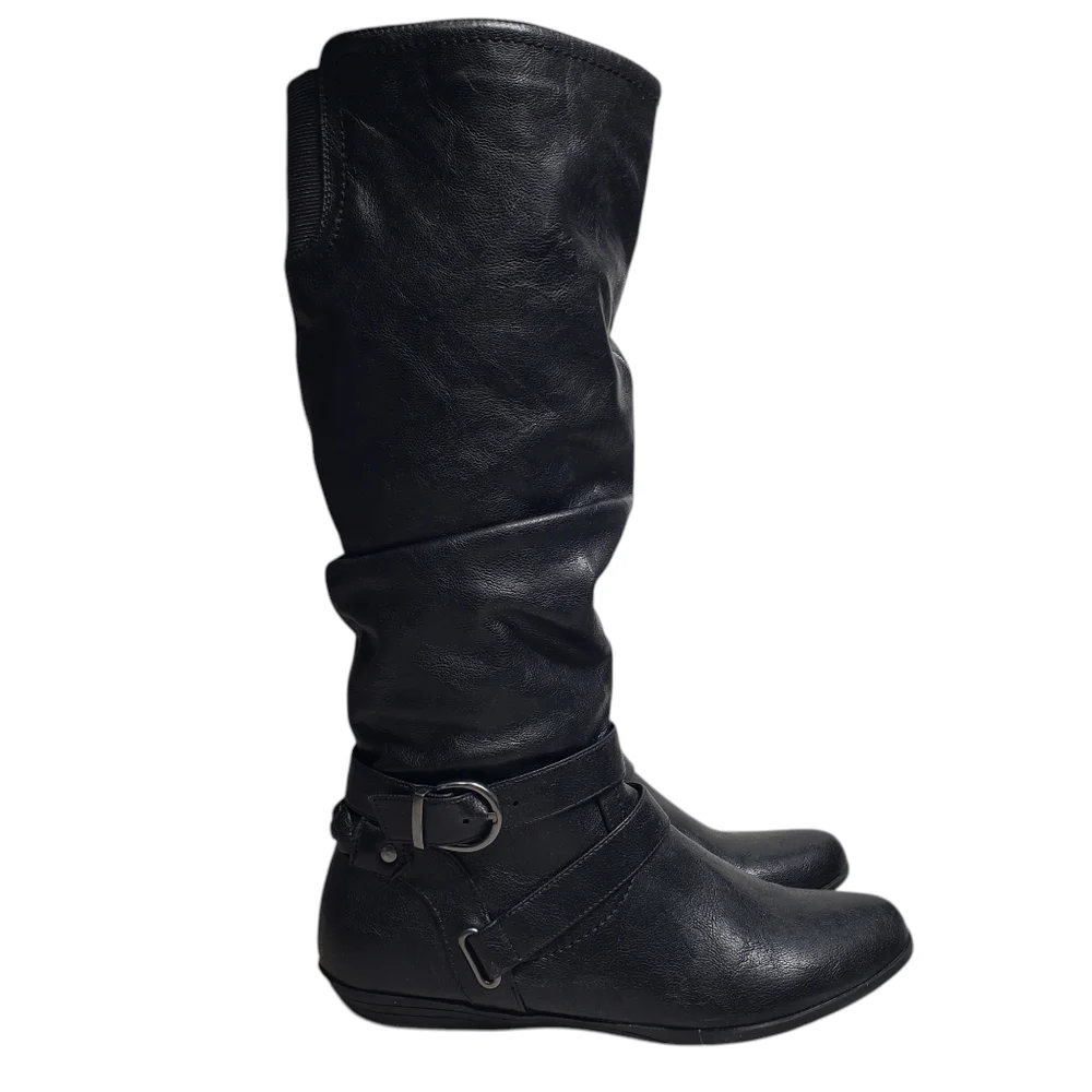 White Mountain Knee-High Boots Size 7 Black Fairfield Rider Boots